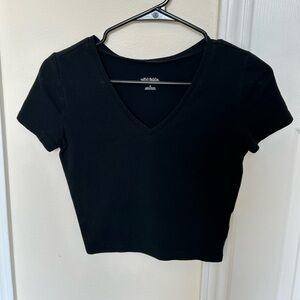 Black V-Neck Crop Top